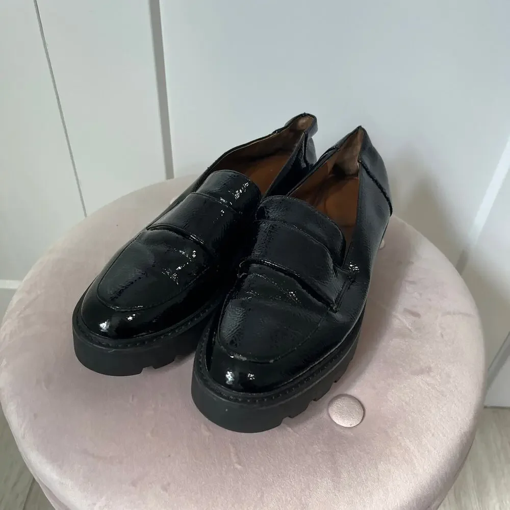 Franco Sarto Brindy Black Platform Loafers Size 9